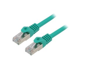Patch cord S/FTP 6a drut Cu LSZH zielony 15m 27AWG PP6A-LSZHCU-G-15M
