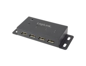 Hub USB, DC, USB A gniazdo x4, USB 2.0, mocowany na blacie, PnP UA0141A