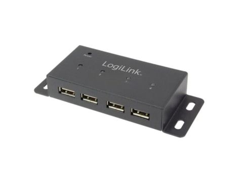 UA0141A Hub USB, DC, USB A gniazdo x4, USB 2.0, mocowany na blacie, PnP
