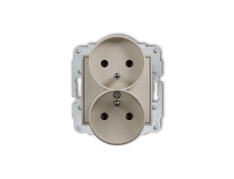 ICON Mechanizm gniazda podwójnego do ramki z uziemieniem 2x(2P+Z) (bez przesłon torów prądowych) taupe 60IGPR-2z