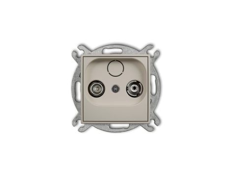 ICON Mechanizm gniazda abonenckiego RTV przelotowego 15dB taupe 60IG15P