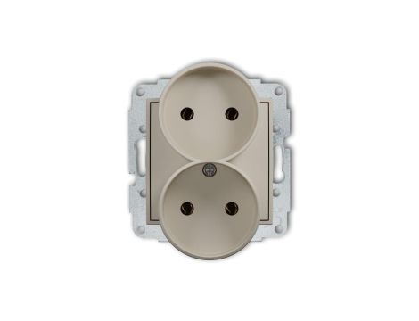 ICON Mechanizm gniazda podwójnego do ramki bez uziemienia 2x2P (bez przesłon torów prądowych) taupe 60IGPR-2