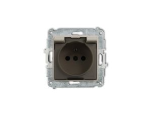 ICON Mechanizm gniazda bryzgoszczelnego z uziemieniem 2P+Z (klapka dymna, przesłony torów prądowych) taupe 60IGPB-1zdp