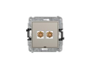 ICON Mechanizm gniazda antenowego podwójnego typu F (SAT) pozłacany, bez pola opisowego taupe 60IGFBO-2.1