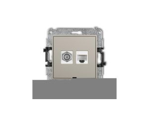 ICON Mechanizm gniazda antenowego poj. typu F (SAT) + gniazda komp. poj. 1xRJ45, kat. 6, 8-stykowy, bez opisu taupe 60IGFKBO-3