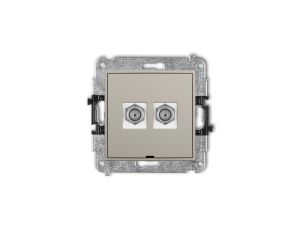 ICON Mechanizm gniazda antenowego podwójnego typu F (SAT) niklowany, bez pola opisowego taupe 60IGFBO-2