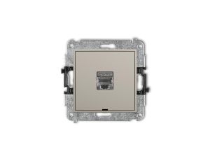 ICON Mechanizm gniazda komputerowego pojedynczego 1xRJ45, kat. 5e, ekranowany, 8-stykowy, bez pola opisowego taupe 60IGKBO-1e