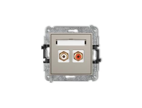 ICON Mechanizm gniazda podwójnego RCA (typu cinch - biały i czerwony, pozłacany) taupe 60IGRCA-2
