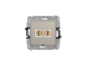 ICON Mechanizm gniazda głośnikowego poj., bez opisu (typu banan - czerwony i czarny, pozłacany, 4 mm2, skręcany) taupe 60IGGBO-4