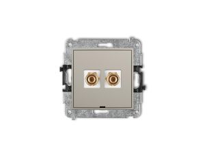 ICON Mechanizm gniazda głośnikowego poj., bez opisu (banan - czerwony i czarny, pozłacany, 4 mm2, do lutowania) taupe 60IGGBO-3