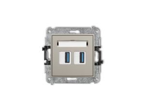 ICON Mechanizm gniazda podwójnego 2xUSB A-A 3.0 taupe 60IGUSB-6