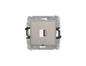 ICON Mechanizm ładowarki USB pojedynczej USB A, 10W max., 5V, 2A, bez pola opisowego taupe 60ICUSBBO-3