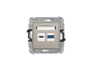 ICON Mechanizm ładowarki USB podwójnej USB C + USB A, 20W max. taupe 60ICUSB-8
