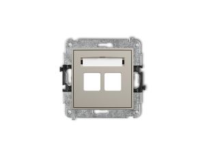 ICON Mechanizm gniazda multimedialnego podwójnego bez modułu (standard Keystone) taupe 60IGM-2P