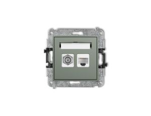 ICON Mechanizm gniazda antenowego poj. typu F (SAT) + gniazda komp. poj. 1xRJ45, kat. 6, 8-stykowy szałwiowy 61IGFK-3