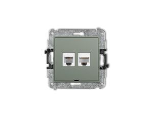 ICON Mechanizm gniazda telefonicznego 1xRJ11 + komp. poj. 1xRJ45 kat. 5e 8-stykowy, beznarzędziowe, bez opisu szałwiowy 61IGTKBO