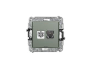 ICON Mechanizm gniazda antenowego F (SAT) + gniazda komp. 1xRJ45, kat. 6 ekranowany, 8-stykowy, bez opisu szałwiowy 61IGFKBO-5