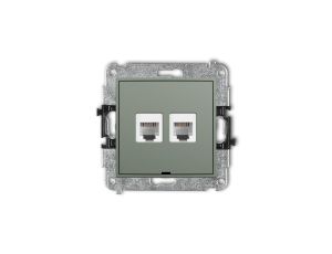 ICON Mechanizm gniazda telefonicznego podwójnego 2xRJ11, 4-stykowy, beznarzędziowe, bez pola opisowego szałwiowy 61IGTBO-2