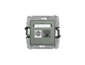 ICON Mechanizm gniazda antenowego poj. typu F (SAT) + gniazda komp. poj. 1xRJ45, kat. 6 ekranowany, 8-stykowy szałwiowy 61IGFK-5