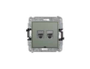 ICON Mechanizm gniazda komputerowego podwójnego 2xRJ45, kat. 8, ekranowany, 8-stykowy, bez pola opisowego szałwiowy 61IGKBO-12