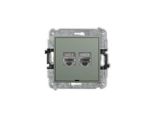 ICON Mechanizm gniazda komputerowego podwójnego 2xRJ45, kat. 7, ekranowany, 8-stykowy, bez pola opisowego szałwiowy 61IGKBO-10