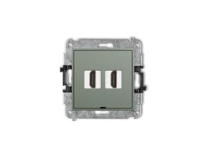 ICON Mechanizm gniazda podwójnego HDMI 2.0, 4K, bez pola opisowego szałwiowy 61IHDMIBO-4