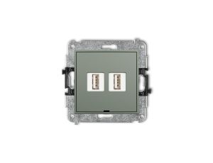 ICON Mechanizm gniazda podwójnego 2xUSB A-A 2.0, bez pola opisowego szałwiowy 61IGUSBBO-2