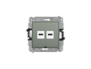 ICON Mechanizm ładowarki USB podwójnej 2xUSB C, 20W max., bez pola opisowego szałwiowy 61ICUSBBO-7