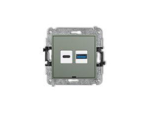 ICON Mechanizm ładowarki USB podwójnej USB C + USB A, 20W max., bez pola opisowego szałwiowy 61ICUSBBO-8