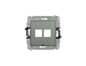 ICON Mechanizm gniazda multimedialnego podwójnego bez modułu, bez pola opisowego (standard Keystone) szałwiowy 61IGMBO-2P