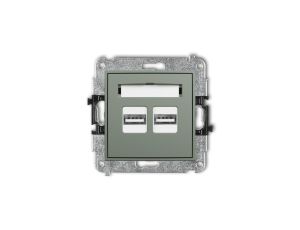 ICON Mechanizm ładowarki USB podwójnej 2xUSB A, 15,5W max., 5V, 3.1A szałwiowy 61ICUSB-6