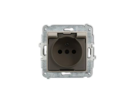 MINI Mechanizm gniazda bryzgoszczelnego z uziemieniem 2P+Z (klapka dymna, przesłony torów prądowych) taupe 60MGPB-1zdp