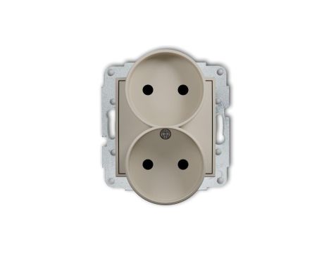 MINI Mechanizm gniazda podwójnego do ramki bez uziemienia 2x2P (przesłony torów prądowych) taupe 60MGPR-2p