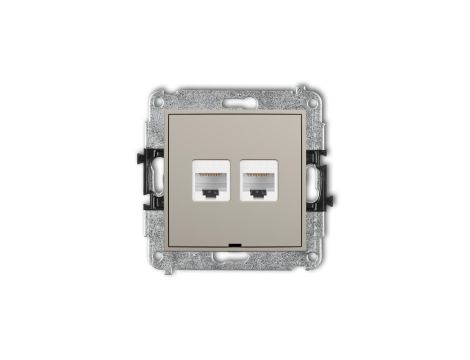 MINI Mechanizm gniazda komputerowego podwójnego 2xRJ45, kat. 5e, 8-stykowy, bez pola opisowego taupe 60MGKBO-2
