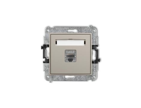 MINI Mechanizm gniazda komputerowego pojedynczego 1xRJ45, kat. 8, ekranowany, 8-stykowy taupe 60MGK-11