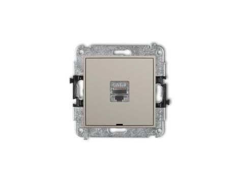 MINI Mechanizm gniazda komputerowego pojedynczego 1xRJ45, kat. 8, ekranowany, 8-stykowy, bez pola opisowego taupe 60MGKBO-11