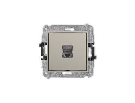 MINI Mechanizm gniazda komputerowego pojedynczego 1xRJ45, kat. 6, ekranowany, 8-stykowy, bez pola opisowego taupe 60MGKBO-5
