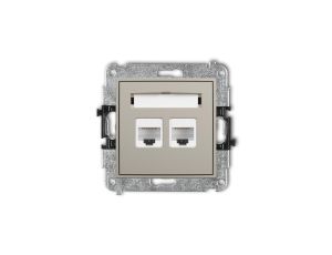 MINI Mechanizm gniazda komputerowego podwójnego 2xRJ45, kat. 6, 8-stykowy taupe 60MGK-4