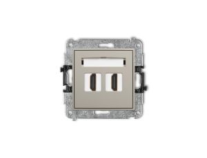 MINI Mechanizm gniazda podwójnego HDMI 2.0, 4K taupe 60MHDMI-4