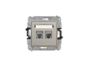 MINI Mechanizm gniazda komputerowego podwójnego 2xRJ45, kat. 7, ekranowany, 8-stykowy taupe 60MGK-10