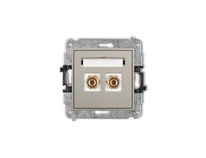 MINI Mechanizm gniazda głośnikowego pojedynczego (typu banan - czerwony i czarny, pozłacany, 4 mm2, do lutowania) taupe 60MGG-3