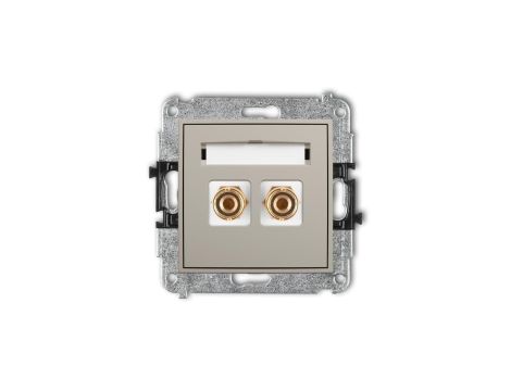 MINI Mechanizm gniazda głośnikowego pojedynczego (typu banan - czerwony i czarny, pozłacany, 4 mm2, do lutowania) taupe 60MGG-3