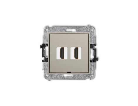 MINI Mechanizm gniazda podwójnego HDMI 2.0, 4K, bez pola opisowego taupe 60MHDMIBO-4