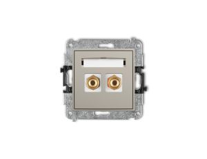 MINI Mechanizm gniazda głośnikowego pojedynczego (typu banan - czerwony i czarny, pozłacany, 4 mm2, skręcany) taupe 60MGG-4