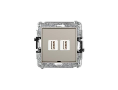 MINI Mechanizm gniazda podwójnego 2xUSB A-A 2.0, bez pola opisowego taupe 60MGUSBBO-2
