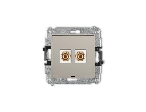 MINI Mechanizm gniazda głośnikowego poj., bez opisu (banan - czerwony i czarny, pozłacany, 4 mm2, do lutowania) taupe 60MGGBO-3