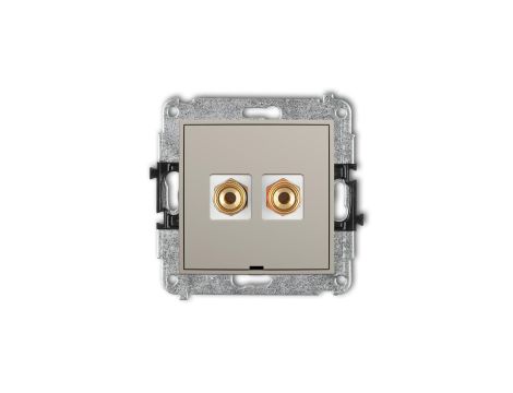 MINI Mechanizm gniazda głośnikowego poj., bez opisu (typu banan - czerwony i czarny, pozłacany, 4 mm2, skręcany) taupe 60MGGBO-4
