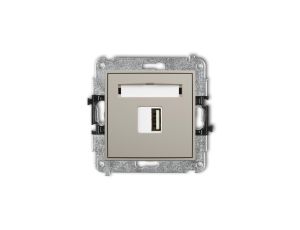 MINI Mechanizm ładowarki USB pojedynczej USB A, 10W max., 5V, 2A taupe 60MCUSB-3