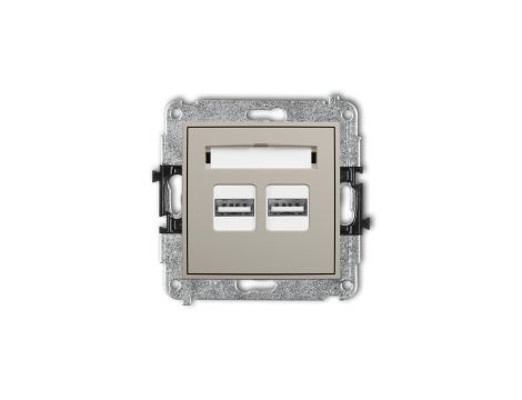 MINI Mechanizm ładowarki USB podwójnej 2xUSB A, 15,5W max., 5V, 3.1A taupe 60MCUSB-6