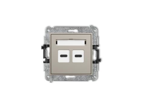 MINI Mechanizm ładowarki USB podwójnej 2xUSB C, 20W max. taupe 60MCUSB-7